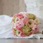 Bouquet da sposa rosa e verde
