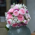Bouquet da sposa peonie toni del rosa